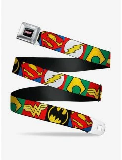 Belts Dc Comics Justice League 5 Superhero Textured Logo Seatbelt Belt