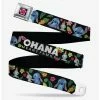 Belts Disney Lilo & Stitch Ohana Means Family Stitch Scrump Poses Tropical Flora Youth Seatbelt Belt -boxlunch store 12809410 hi